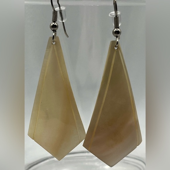 Vintage Mother of Pearl Geometric Dangle Earrings - Picture 1 of 4
